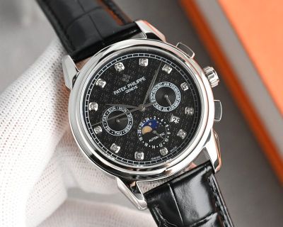 Patek Philippe Complications 42mm 9100 Movement 316L Steel Silver Case Men Watch